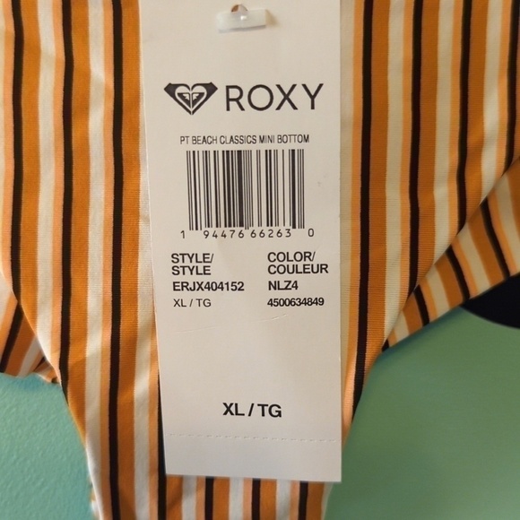 đť…şRoxy Stripes Beach Classics Mini Bottom White Black Tan XL New - Picture 3 of 5